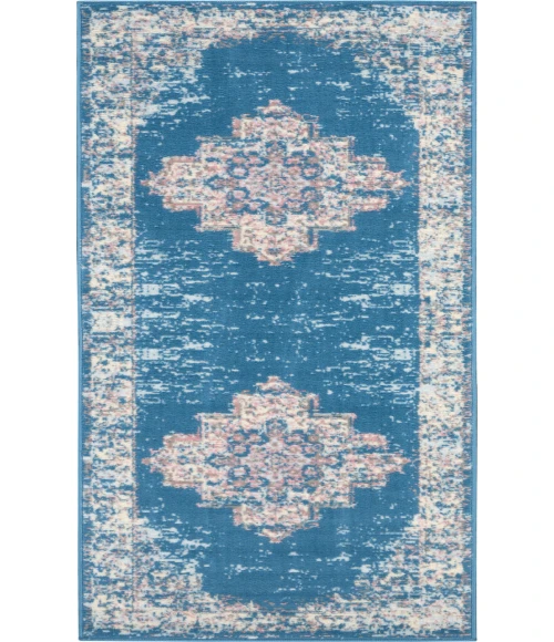 Nourison Grafix Blue GRF14 2 ft. X 6 ft. Rectangle Rug