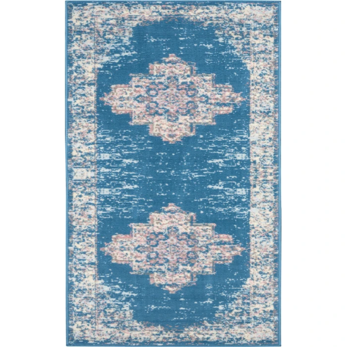 Nourison Grafix Blue GRF14 2 ft. X 6 ft. Rectangle Rug