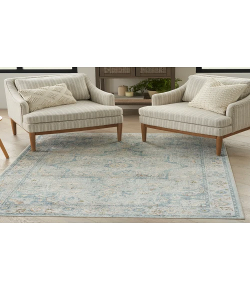 Nourison Astra Machine Washable Light Blue ASW12 5 ft. 3 in. X 7 ft. Rectangle Rug