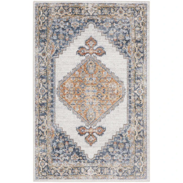 Nourison Astra Machine Washable Area Rug ASW11 Grey/Gold