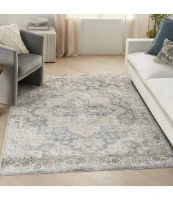 Nourison Home Astra Machine Washable ASW12 Grey Blue 5 ft. 3 in. X 7 ft. Area Rug
