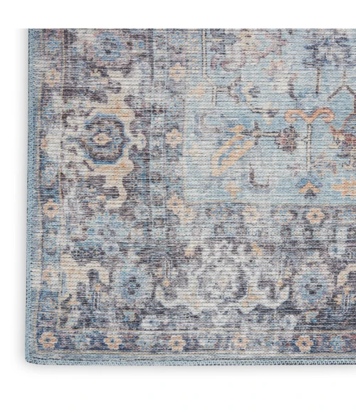 Nicole Curtis Machine Washable Series 1 Area Rug SR104 Blue 7' Runner