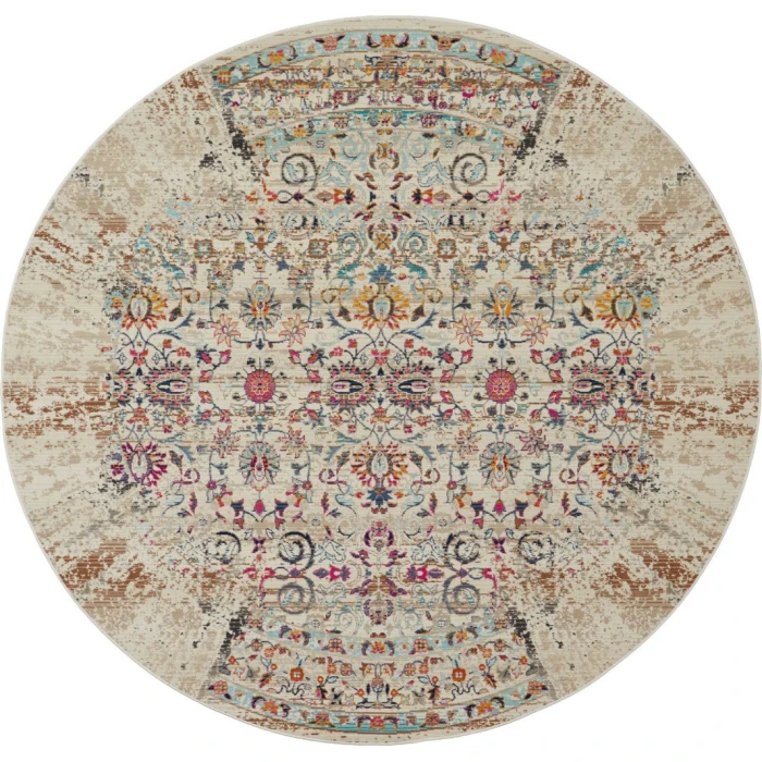 Nourison Vintage Kashan Round Area Rug VKA02-Ivory