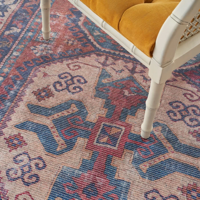 Nicole Curtis Machine Washable Series 1 Area Rug SR105 Red/Navy