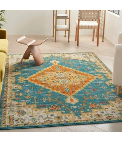 Nourison Home Allur ALR01 Turquoise Ivory 5 ft. 3 in. X 7 ft. 3 in. Area Rug
