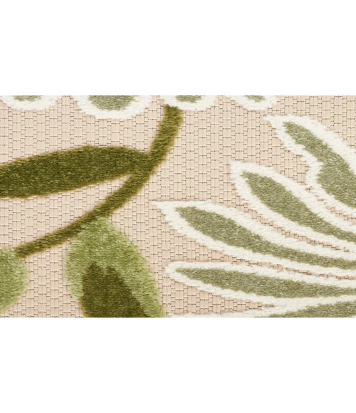 Nourison Aloha Ivory Green ALH33 5 ft. 3 in. Round Rug