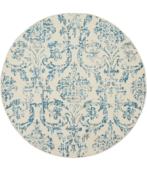 Nourison Jubilant Round Area Rug JUB09-Ivory/Blue