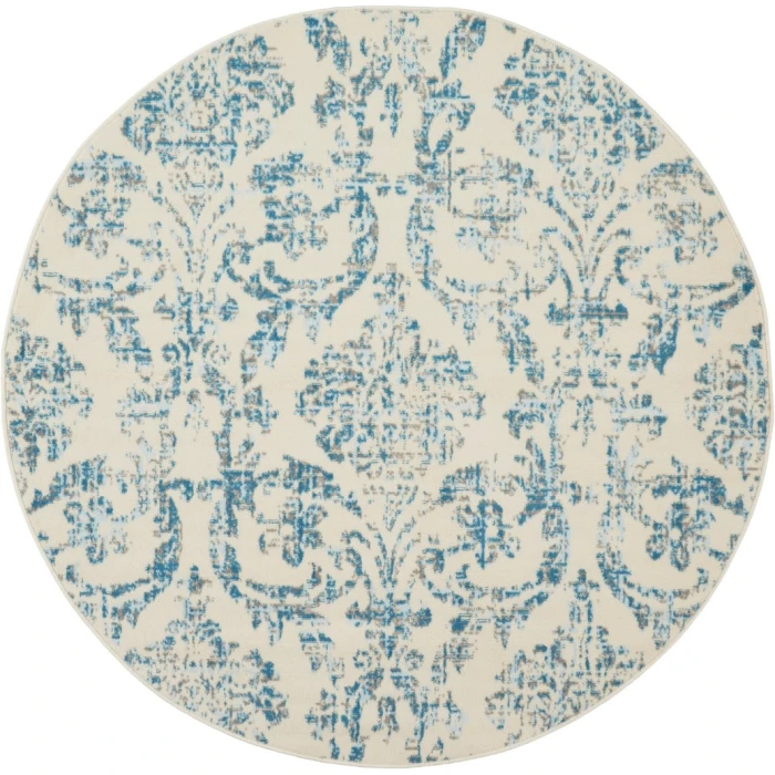 Nourison Jubilant Round Area Rug JUB09-Ivory/Blue
