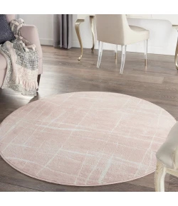 Nourison Home Whimsicle WHS09 Pink Ivory 5 ft. Round Area Rug