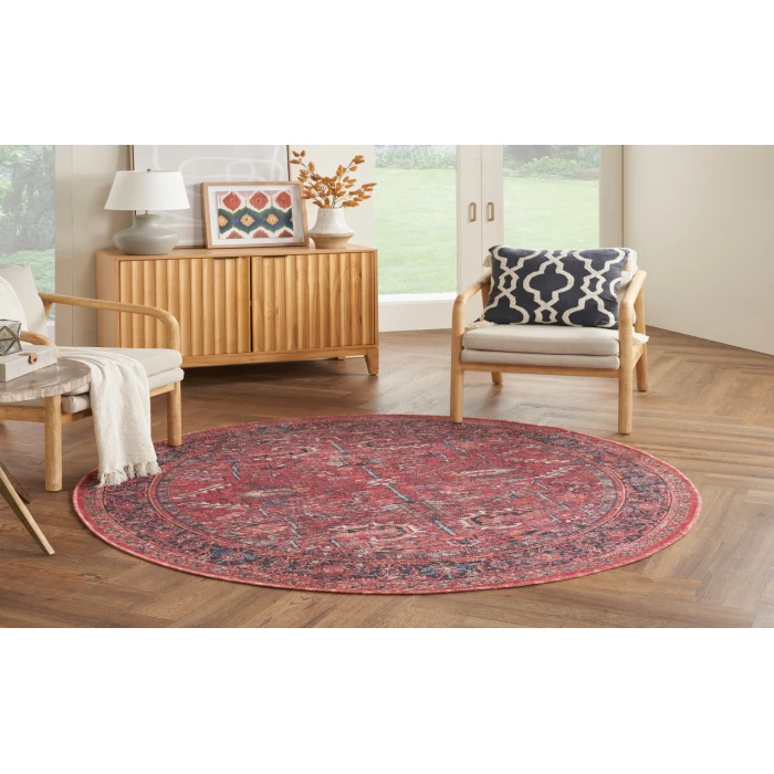 Nicole Curtis Machine Washable Series 1 Brick SR102 7 ft. 10 in. Round Rug