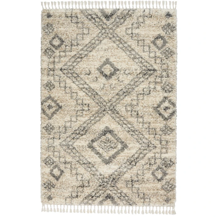 Nourison Oslo Shag Ivory/Grey OSL02 4 ft. X 6 ft. Rect. Rug