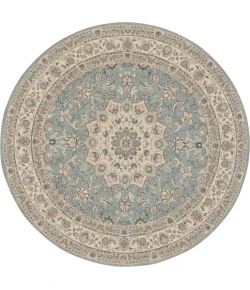 Nourison Home Living Treasures LI15 Aqua Ivory 5 ft. 10 in. Round Area Rug
