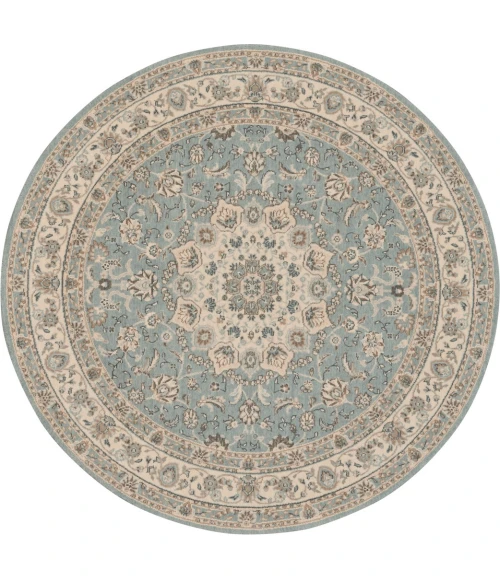 Nourison Living Treasures Round Area Rug LI15-Aqua/Ivory