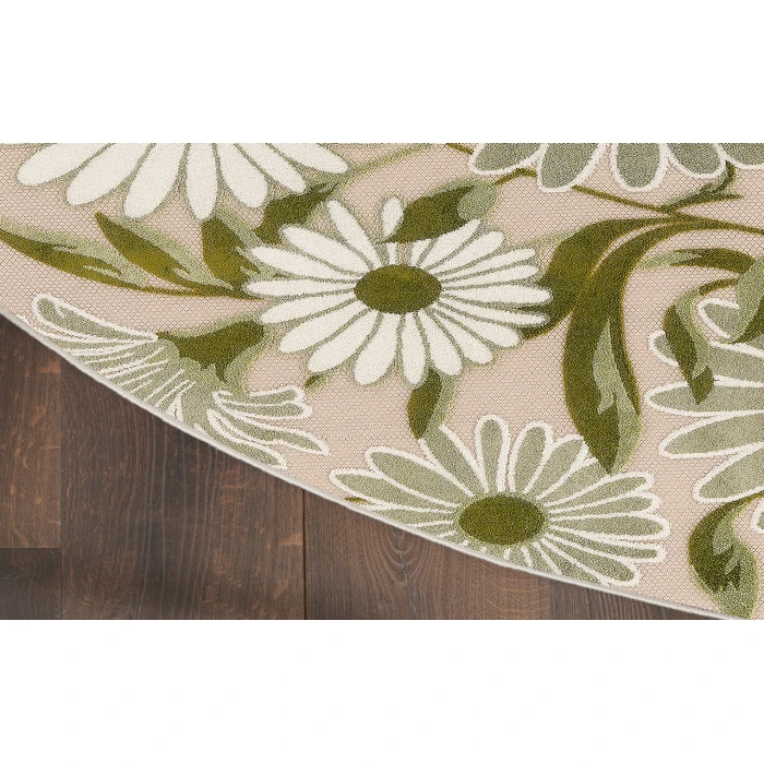 Nourison Aloha Ivory Green ALH33 5 ft. 3 in. Round Rug