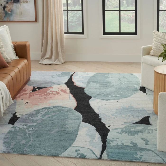 Nourison Silk Shadows Blue Pink SHA25 10 ft. X 14 ft. Rect. Rug