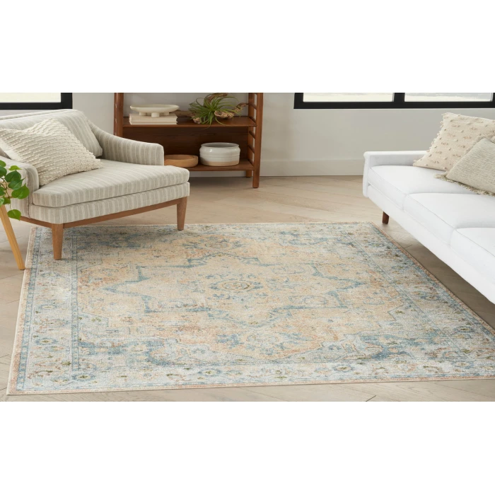 Nourison Astra Machine Washable Beige Blue ASW12 4 ft. X 6 ft. Rectangle Rug