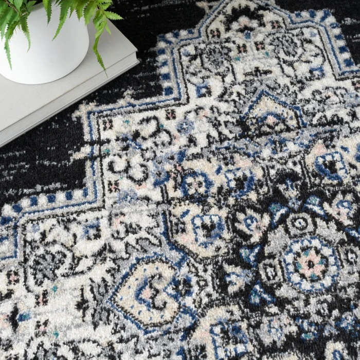 Nourison Passion Area Rug PSN03 Black Ivory 5'3" x 7'3"