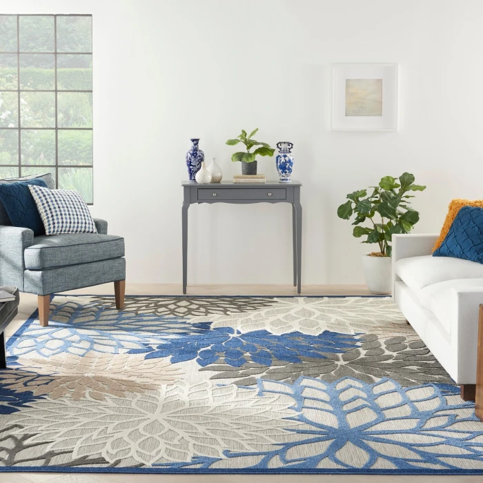 Nourison Aloha Area Rug ALH05 Blue/Multicolor 9' x 12'