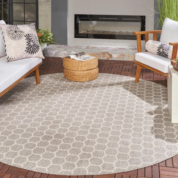 Nourison Twist Reversible Grey TWS01 8 ft. X Round Rug