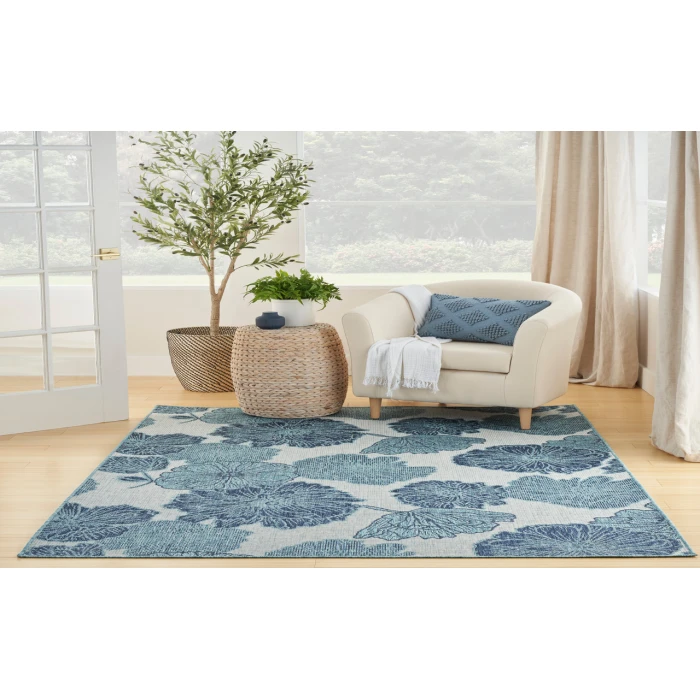 Nourison Garden Oasis Blue GOA04 6 ft. X 9 ft. Rectangle Rug
