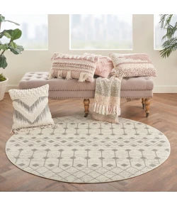 Nourison Home Grafix GRF37 Ivory/Grey 5 ft. 3 in. Round Area Rug