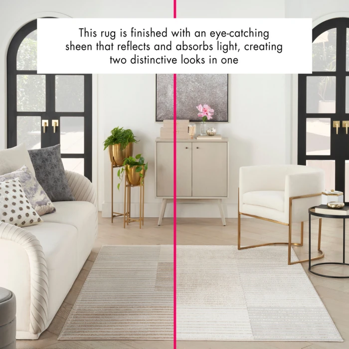 Inspire Me! Home Décor Brushstrokes Area Rug BSK04 Beige Silver