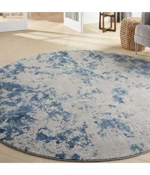 Nourison Rustic Textures Area Rug RUS16 Grey/Blue 5'3" Round