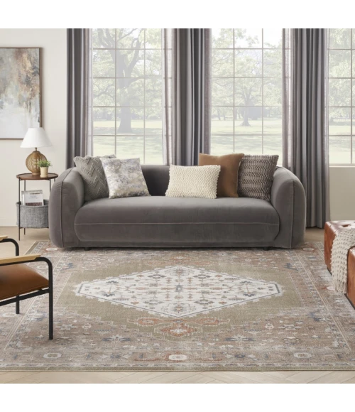 Nourison Astra Machine Washable Sage Multicolor ASW11 10ft. x 14ft. Rect. Rug