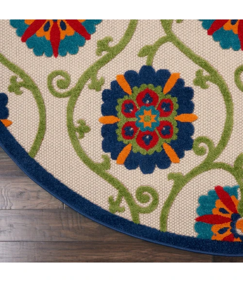 Nourison Aloha Round Area Rug ALH19-Blue/Multicolor