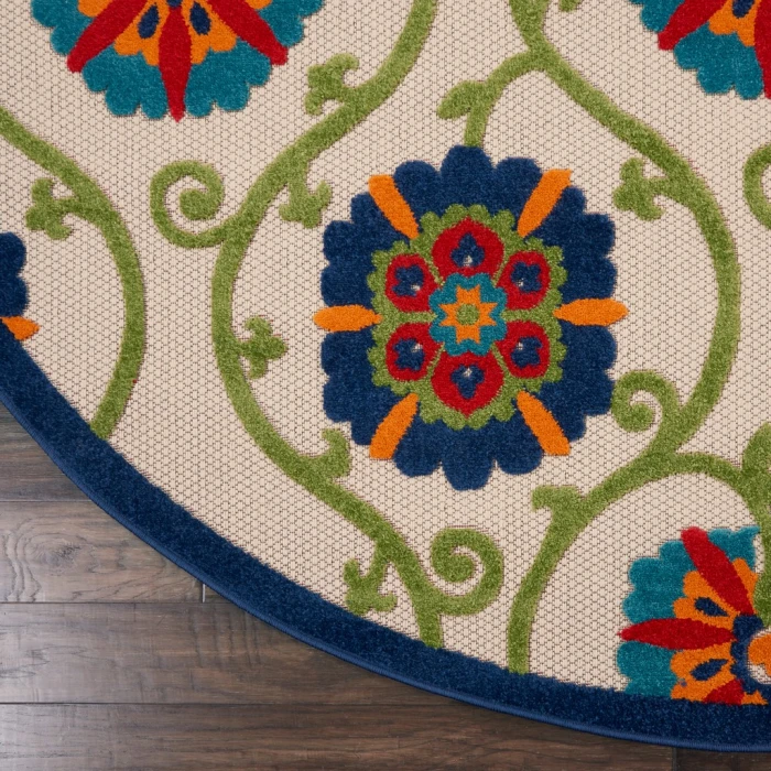 Nourison Aloha Round Area Rug ALH19-Blue/Multicolor