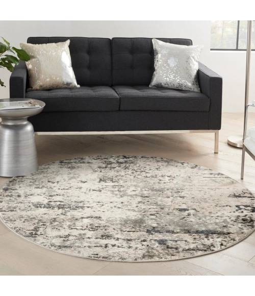 Nourison Quarry Ivory Blue Grey QUA01 8 ft. X Round Rug