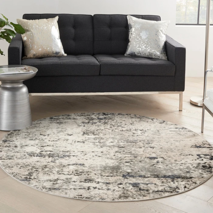 Nourison Quarry Ivory Blue Grey QUA01 8 ft. X Round Rug