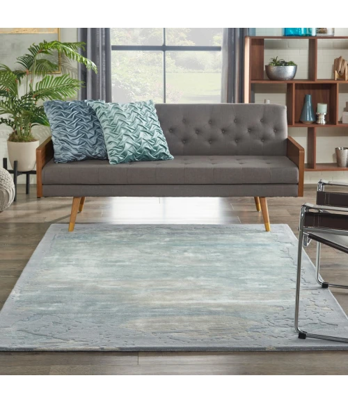 Nourison Prismatic Area Rug PRS19 Seafoam/Silver 5'6" x 7'5"