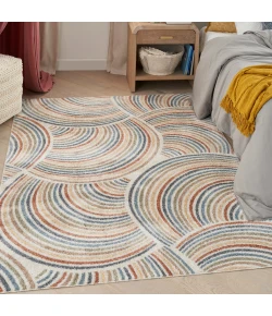 Nourison Home Astra Machine Washable ASW08 Ivory Multicolor 5 ft. 3 in. X 7 ft. Area Rug