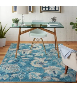 Nourison Home Tranquil TRA02 Turquoise 5 ft. 3 in. X 7 ft. 3 in. Area Rug
