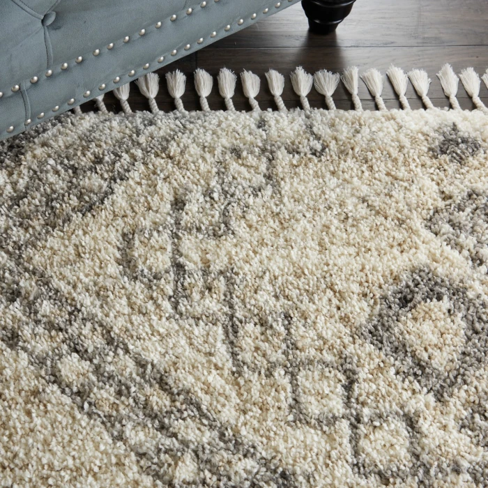 Nourison Oslo Shag Ivory/Grey OSL02 5 ft. X 8 ft. Rect. Rug