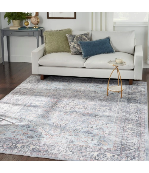 Nicole Curtis Machine Washable Series 1 Area Rug SR104 Blue 8' x 10'