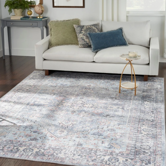 Nicole Curtis Machine Washable Series 1 Area Rug SR104 Blue 8' x 10'