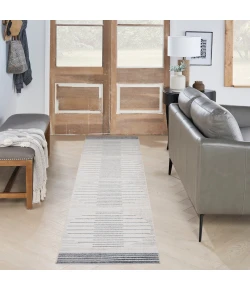 Nourison Home Astra Machine Washable ASW04 Ivory Blue 2 ft. 2 in. X 12 ft. Area Rug