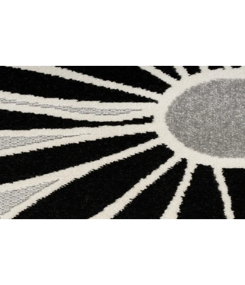 Nourison Aloha Black White ALH33 5 ft. 3 in. Round Rug