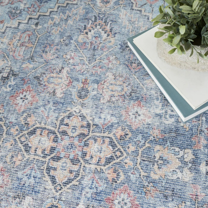 Nicole Curtis Machine Washable Series 1 Area Rug SR104 Blue 4' x 6'