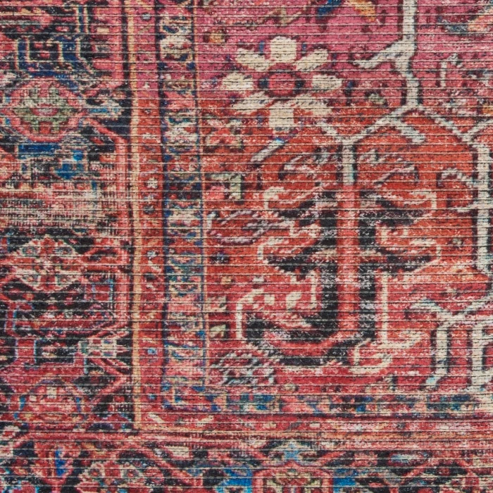 Nicole Curtis Machine Washable Series 1 Area Rug SR102 Red 7' Runner