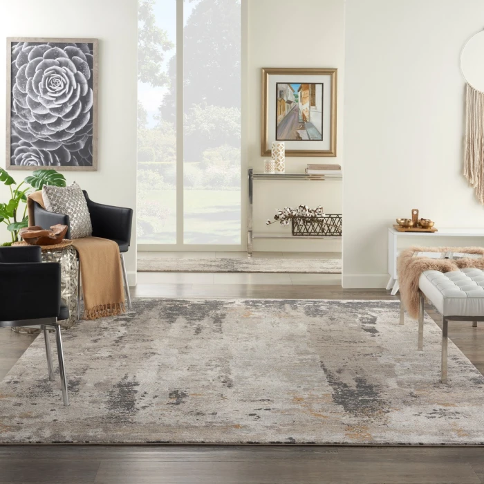 Nourison Tangra Cream Grey TNR05 8 ft. X 10 ft. Rect. Rug