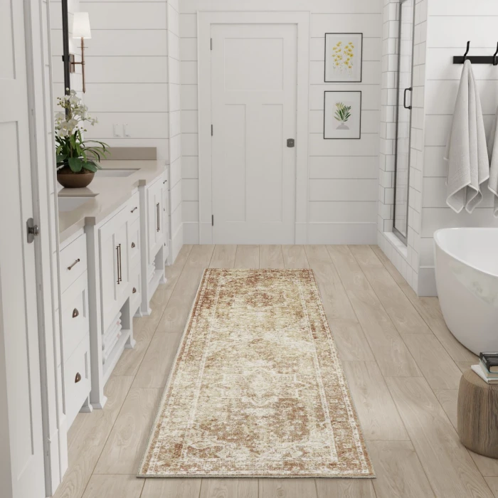 Nourison Astra Machine Washable Rust ASW12 2 ft. 2 in. X 8 ft. Rect. Rug