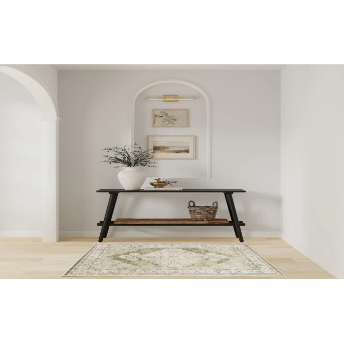 Nourison Astra Machine Washable Ivory Green ASW11 3 ft. 3 in. X 5 ft. Rectangle Rug