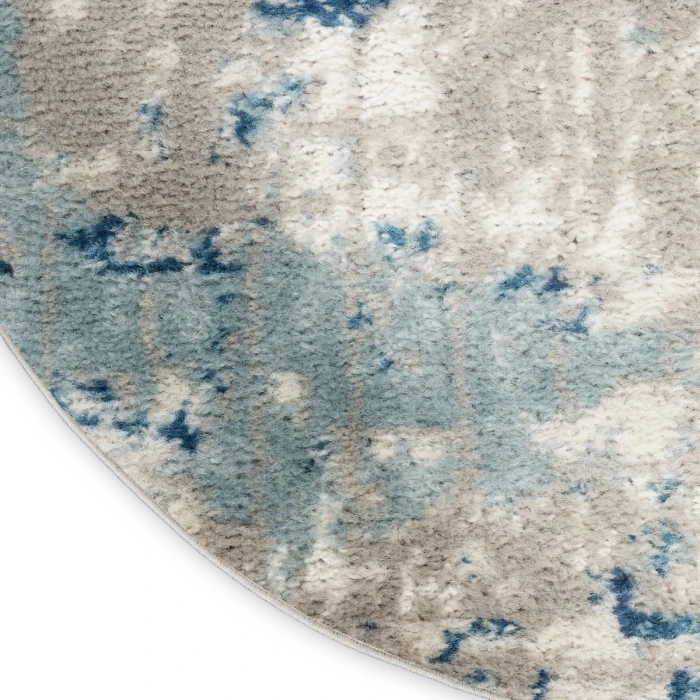 Nourison Quarry Ivory Grey Blue QUA01 4 ft. X Round Rug