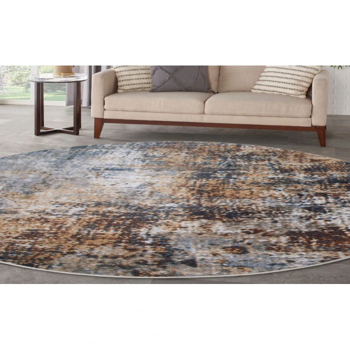 Nourison Astra Machine Washable Multicolor ASW07 7 ft. 10 in. Round Rug