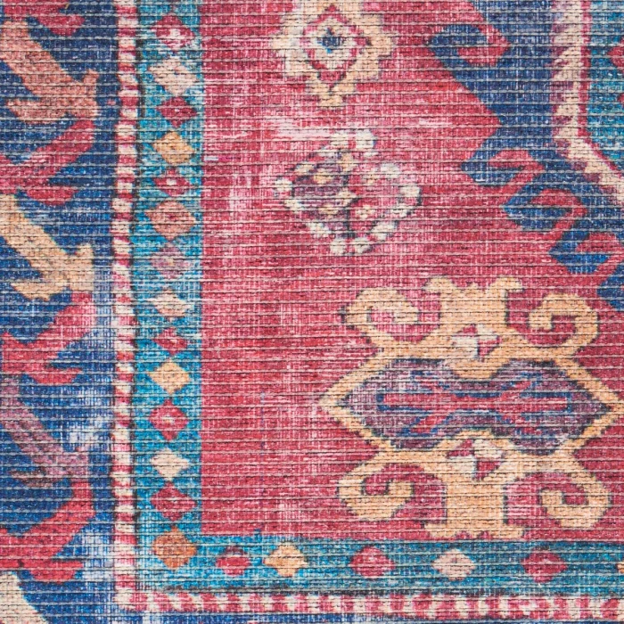 Nicole Curtis Machine Washable Series 1 Area Rug SR105 Red/Navy 5' x 7'
