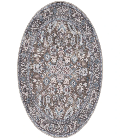 Nicole Curtis Machine Washable Series 1 Olive Ivory SR104 4 ft. Round Rug