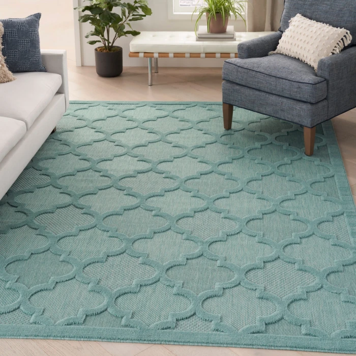 Nourison Easy Care Area Rug NES01 Aqua/Teal